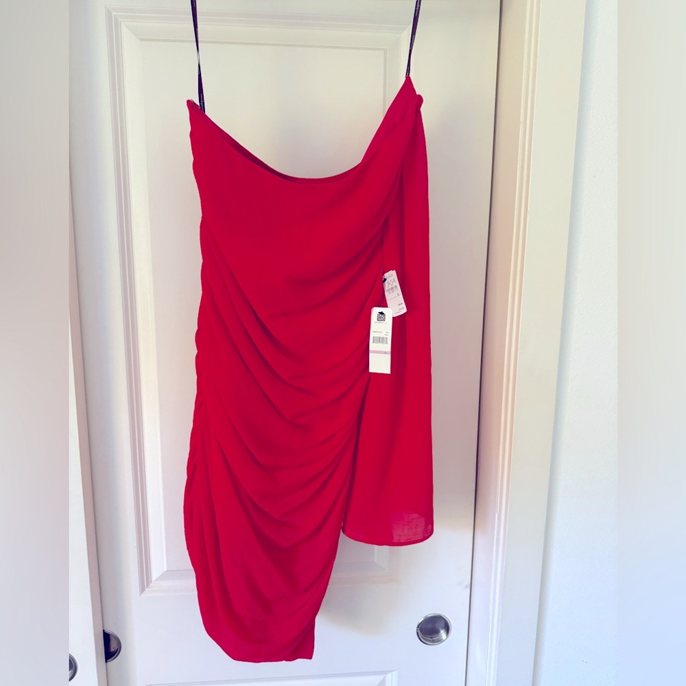 NWT Laundry by Design Red One-shoulder Dress with Rouching